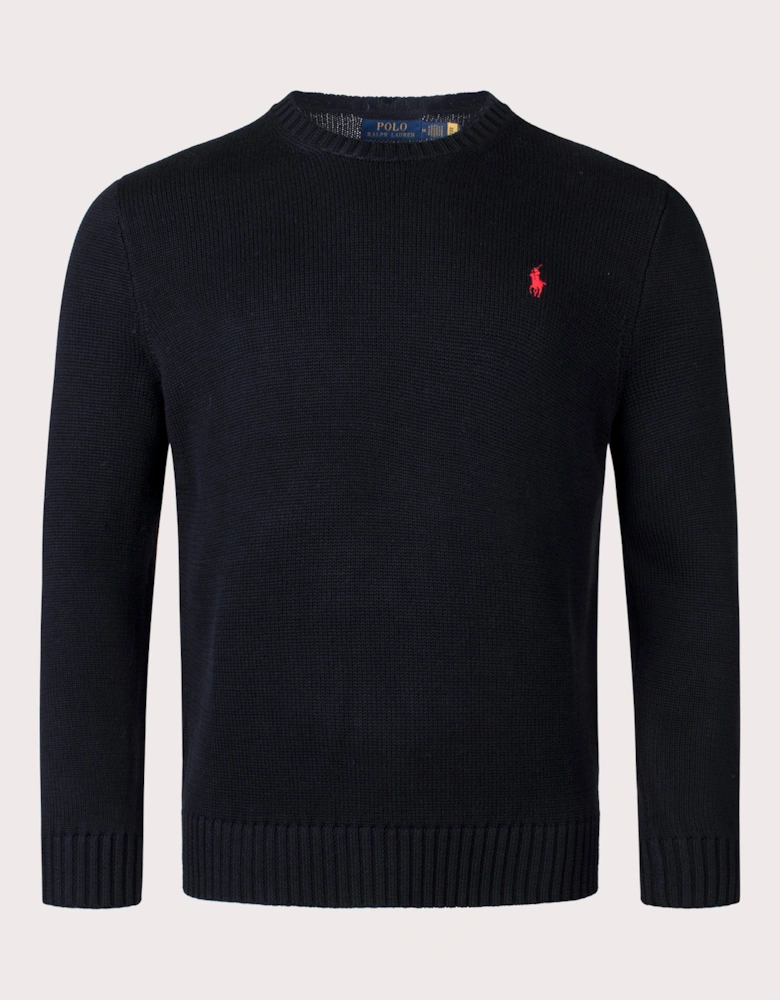 Cotton Ribbed Crew Neck Jumper