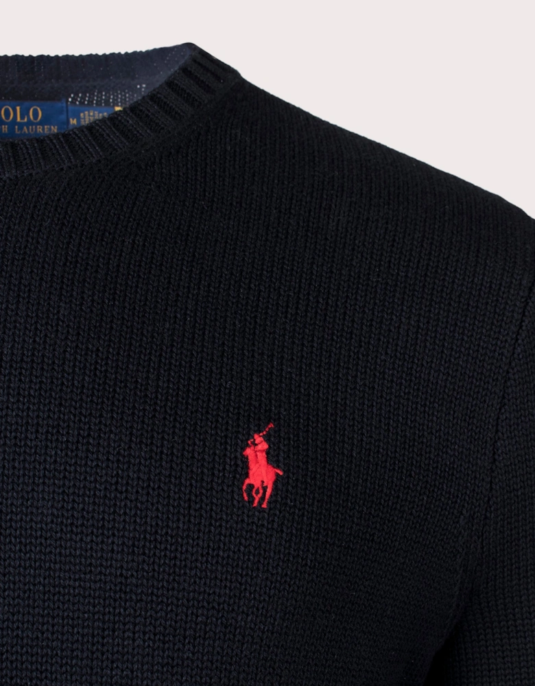 Cotton Ribbed Crew Neck Jumper