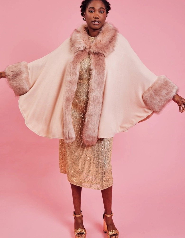 Pink Luxury Faux Fur Fine Knitted Coat