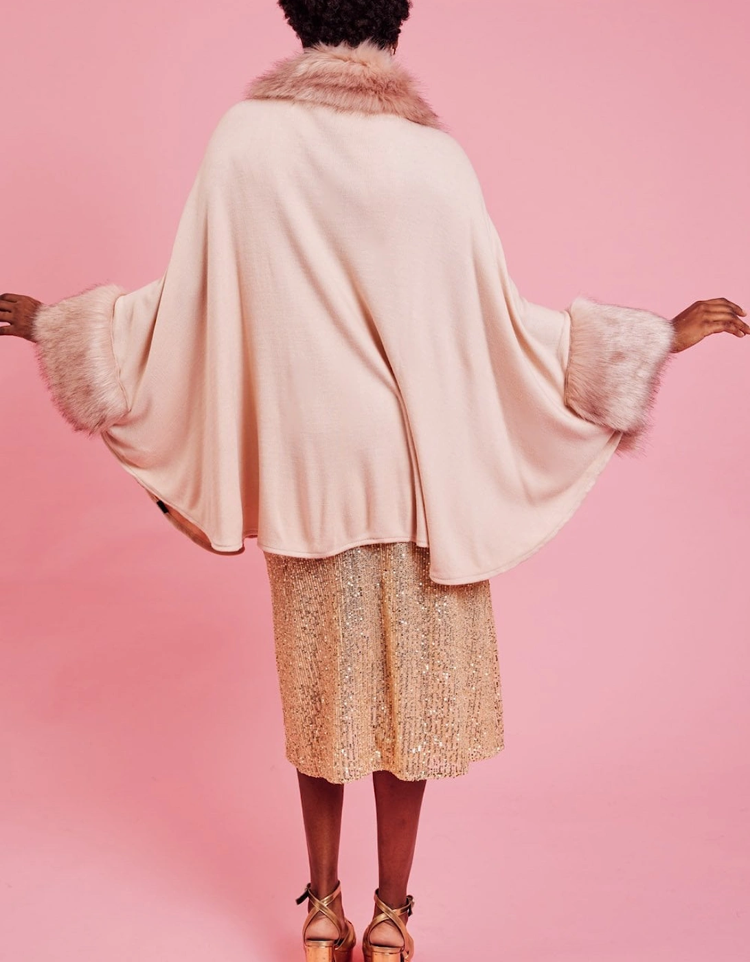 Pink Luxury Faux Fur Fine Knitted Coat