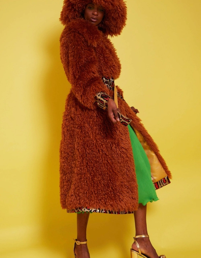 Tan Knitted Bamboo and Mongolian Coat