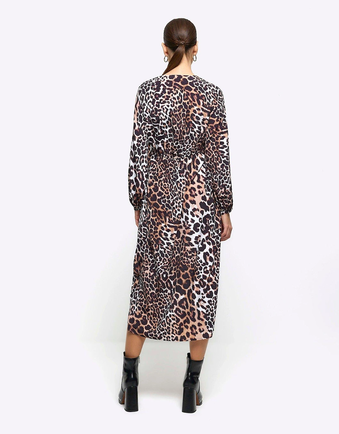 Knot Leopard Midi Dress - Black