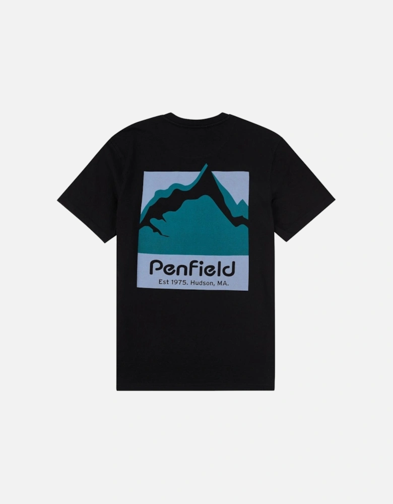 Mountain Scene Back Graphic T-Shirt - Black