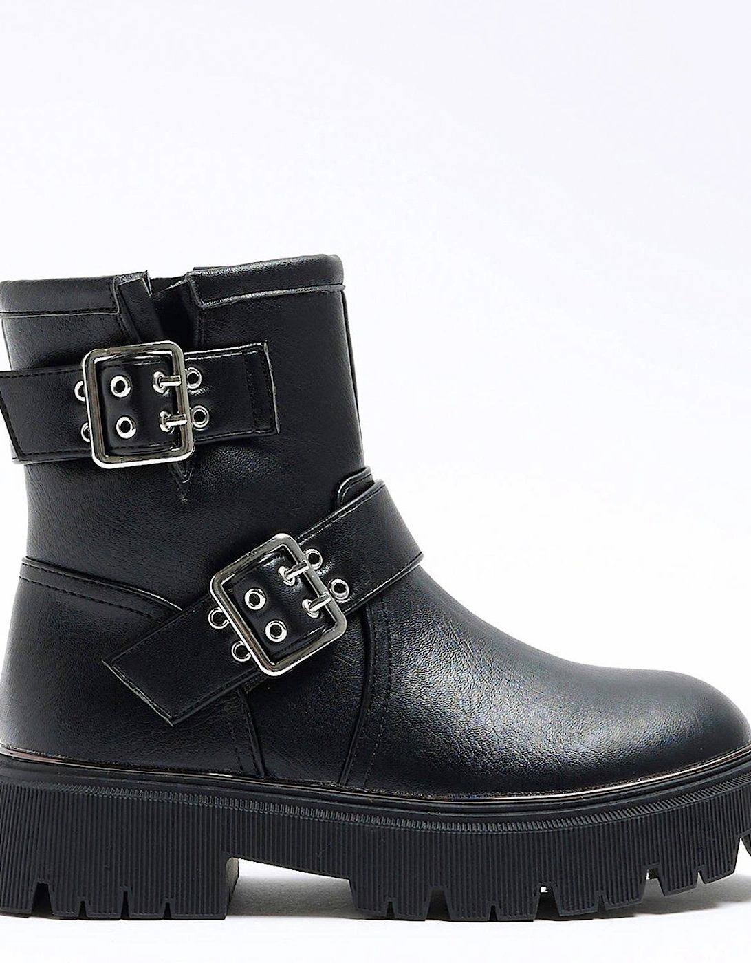 Girls Buckle Chunky Boots - Black, 6 of 5