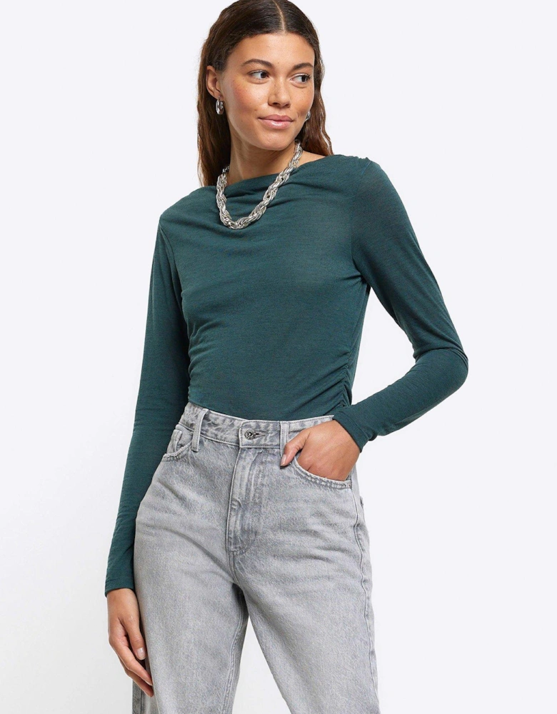 Fitted Ruched Top - Dark Green
