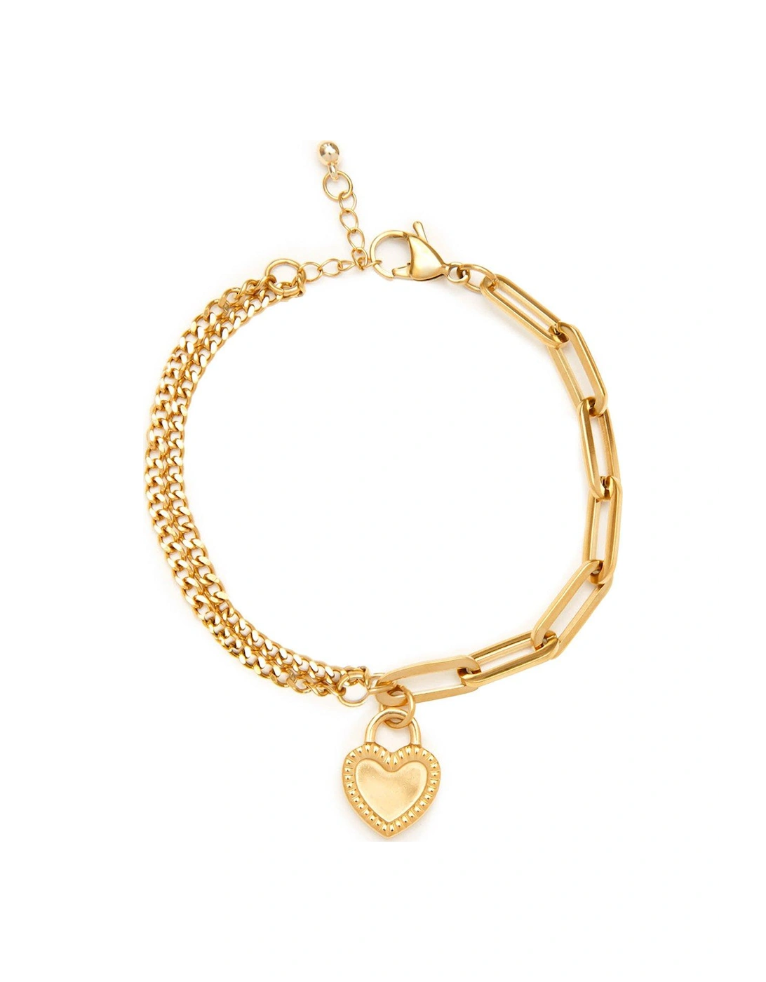 Gold Plated Multi-Chain Style Heart Bracelet, 2 of 1