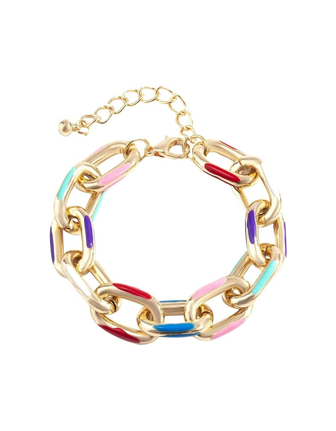 Gold Plated Multi-Colour Enamel Link Bracelet, 2 of 1