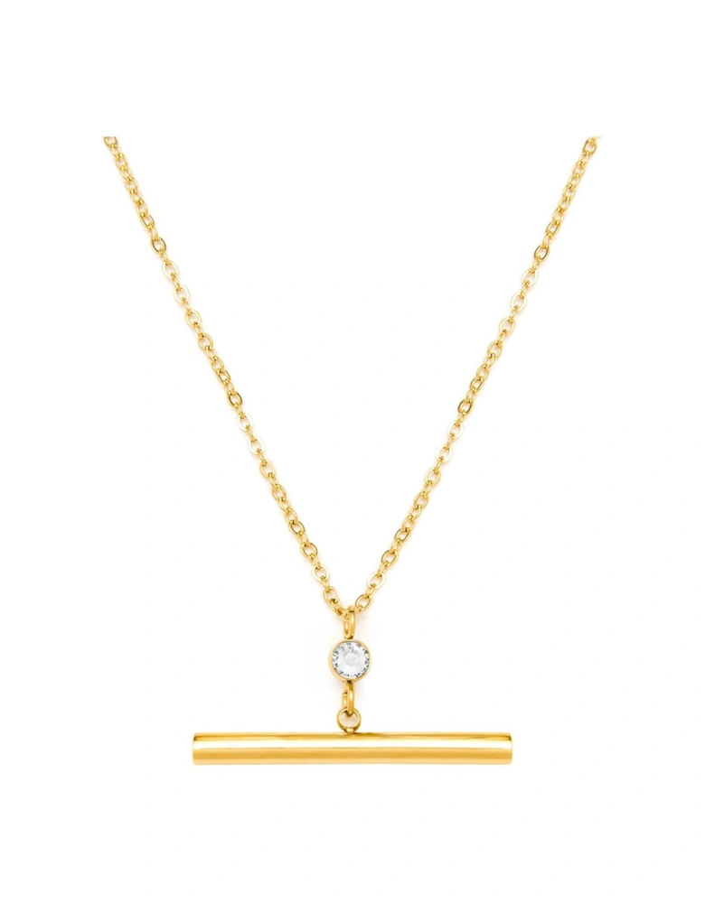 Gold Plated T-Bar Crystal Necklace