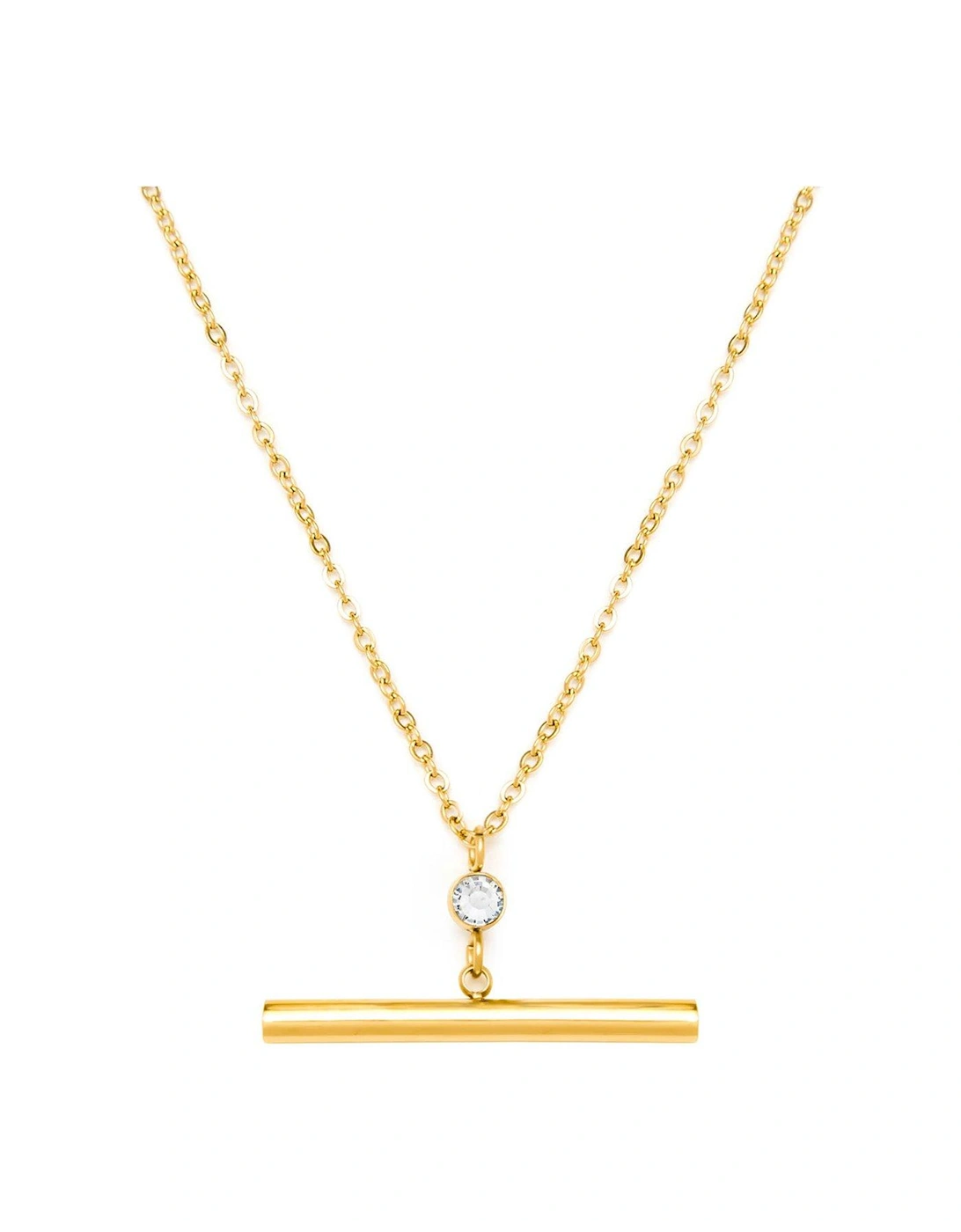 Gold Plated T-Bar Crystal Necklace, 2 of 1