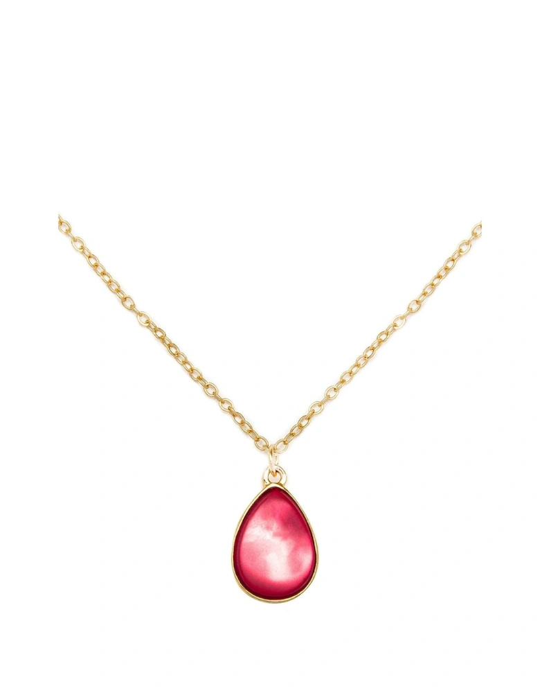 Gold Plated Garnet Charm Necklace