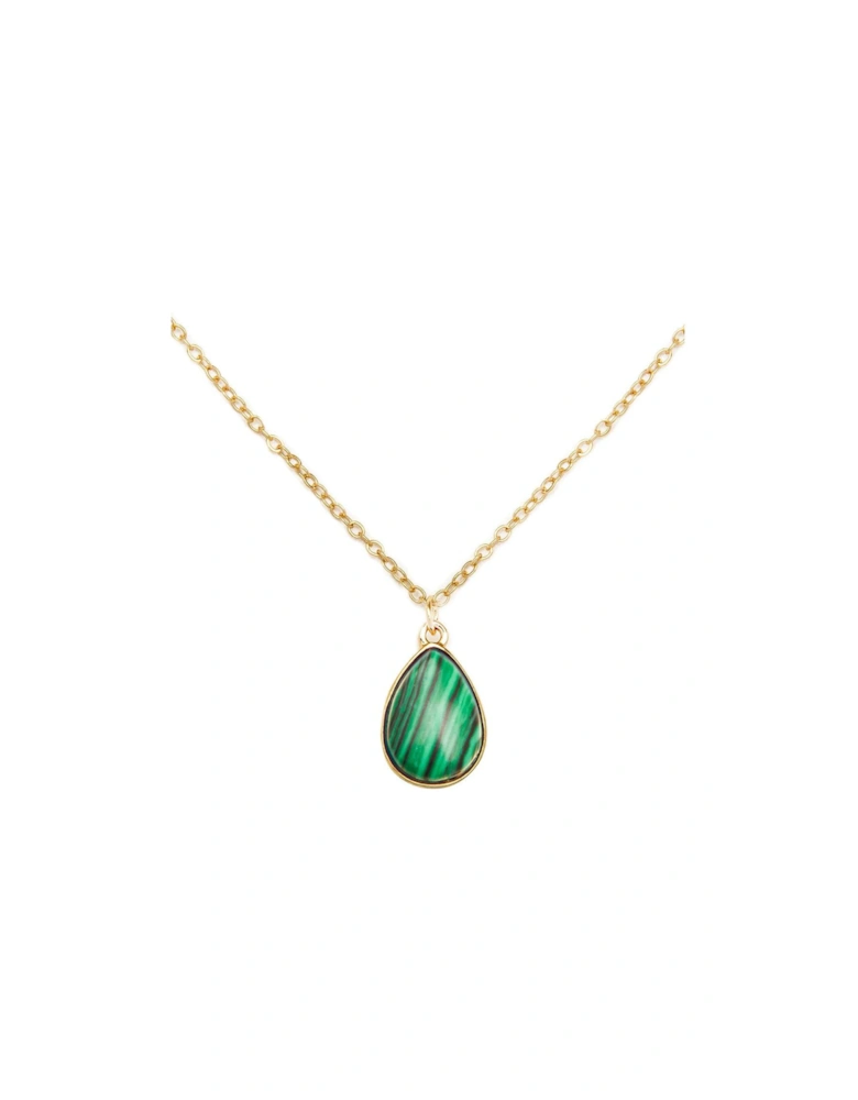 Gold Plated Malachite Charm Necklace