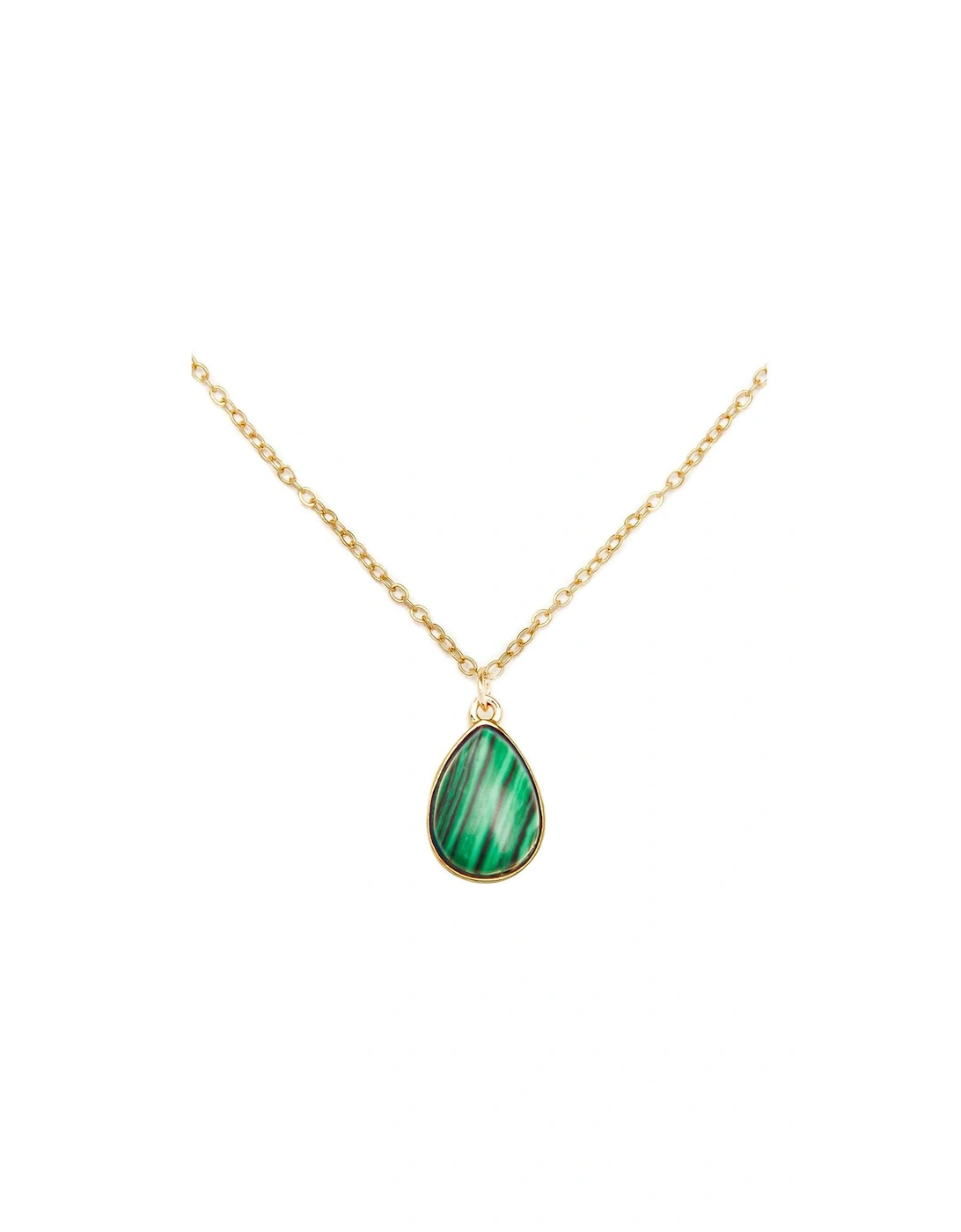 Gold Plated Malachite Charm Necklace, 2 of 1