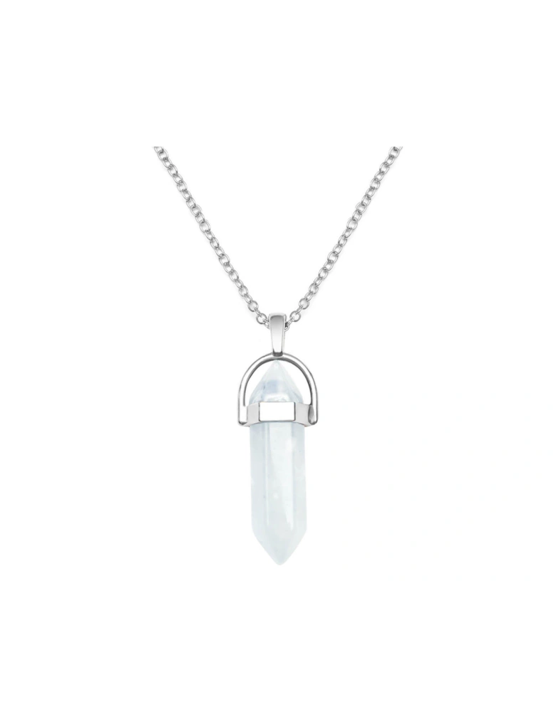 Quartz Silver Plated Crystal Drop Charm Necklace