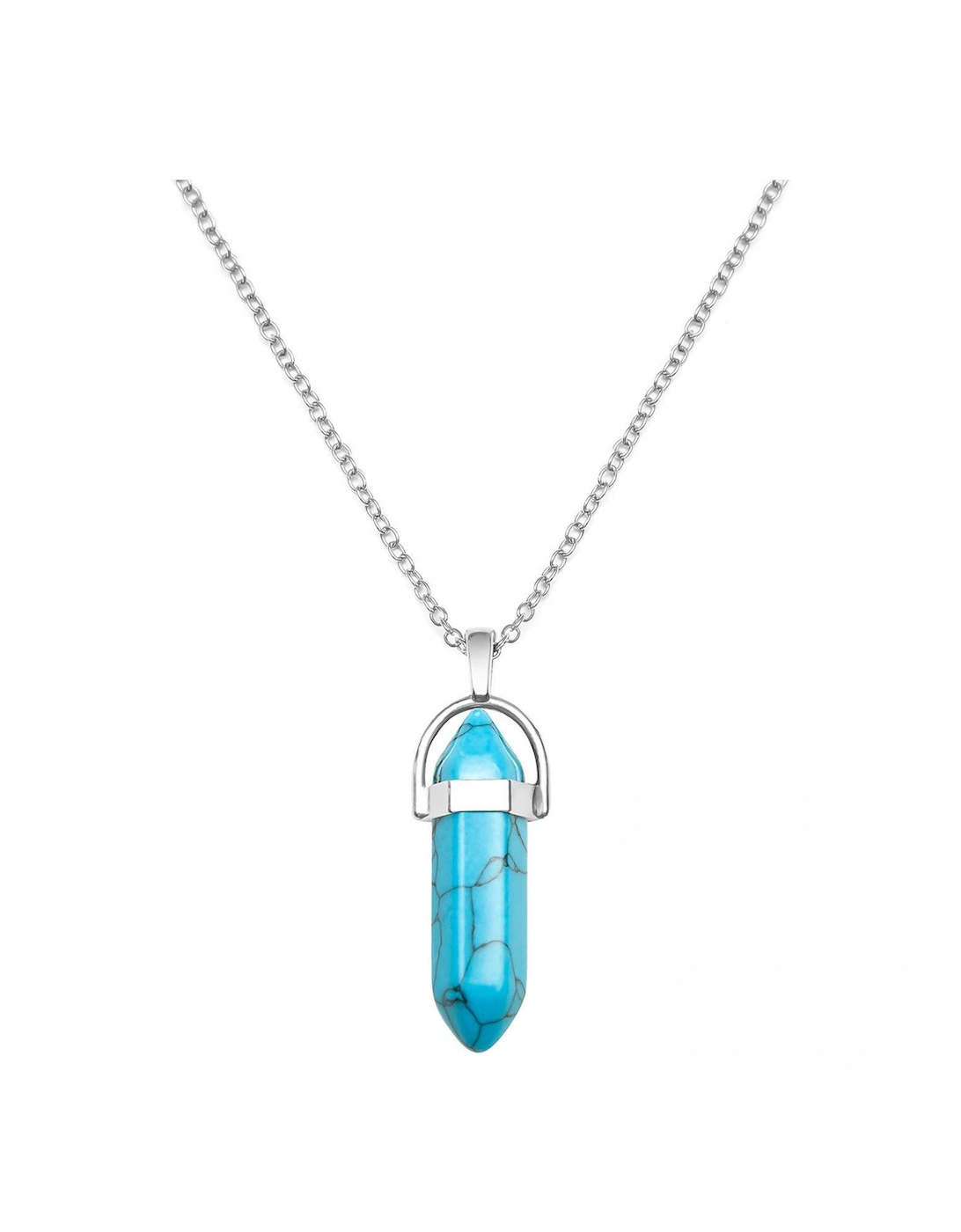 Turquoise Silver Plated Crystal Drop Charm Necklace, 2 of 1