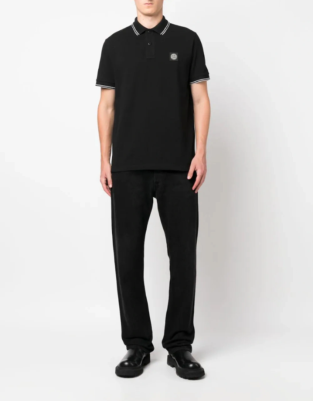 Compass Patch Logo Polo in Black