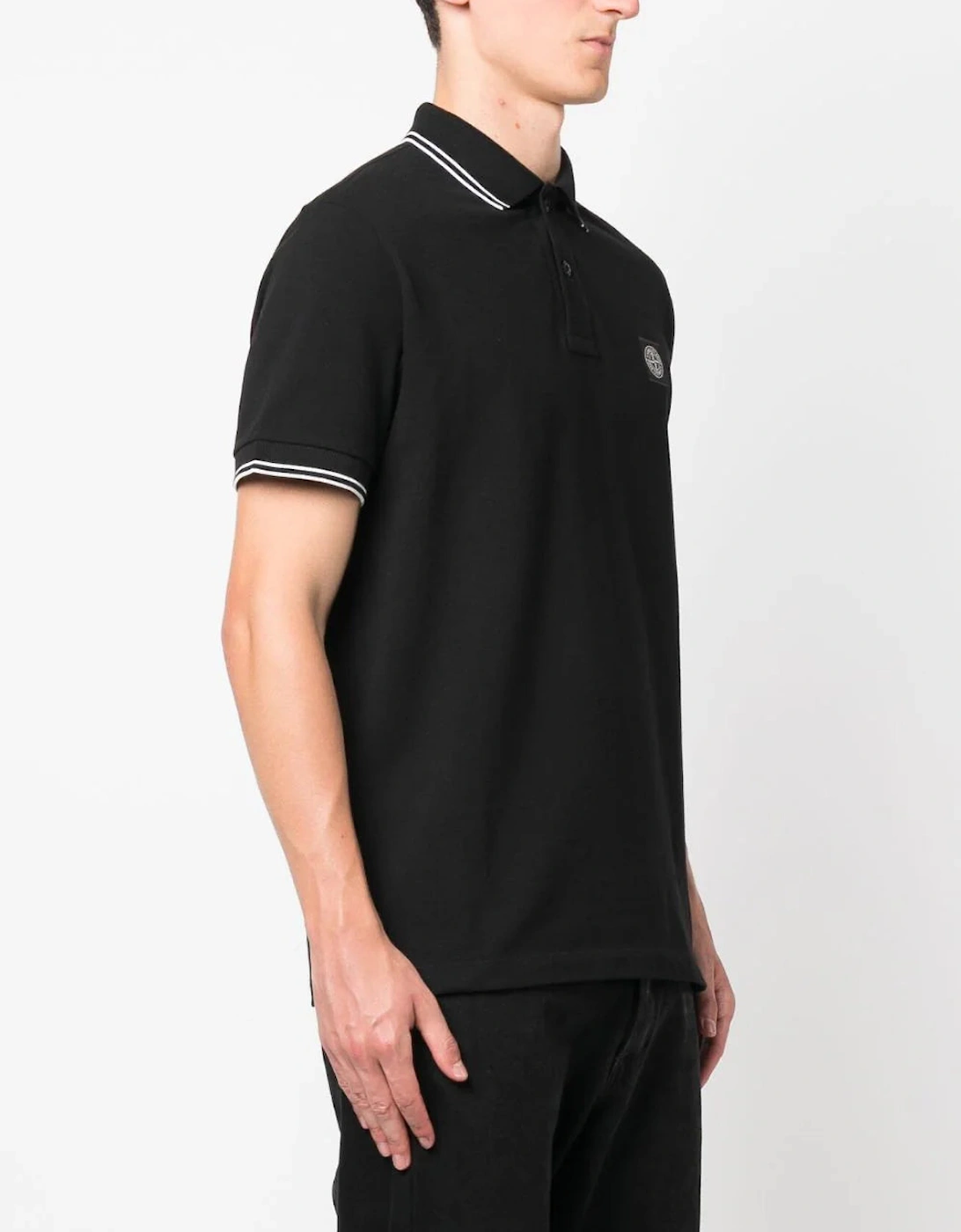 Compass Patch Logo Polo in Black