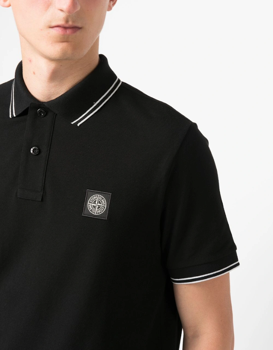 Compass Patch Logo Polo in Black