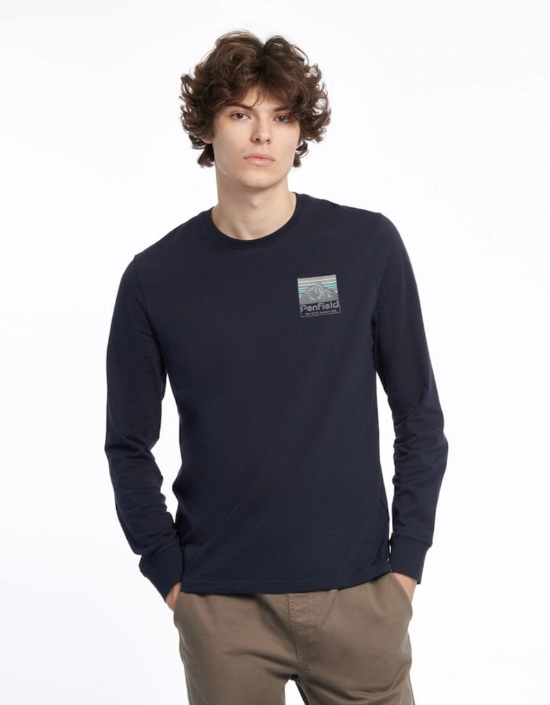 Back Graphic LS T-Shirt - Navy Blue