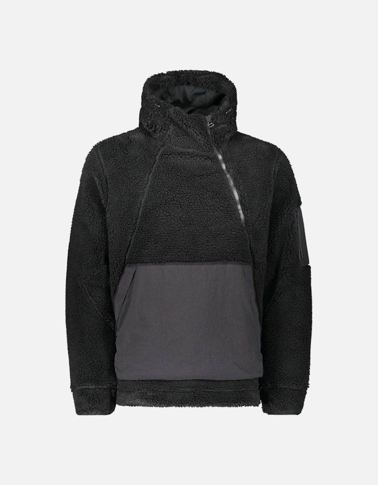 Asym Hooded Italian Pullover - Black
