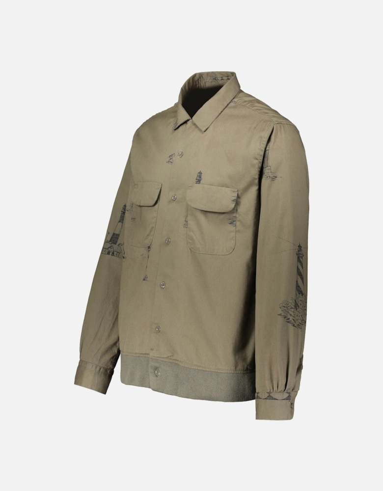 Printed Sand Twill Shirt - Olive