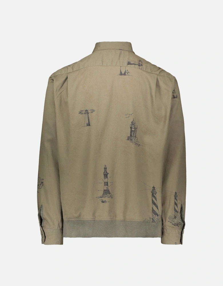 Printed Sand Twill Shirt - Olive