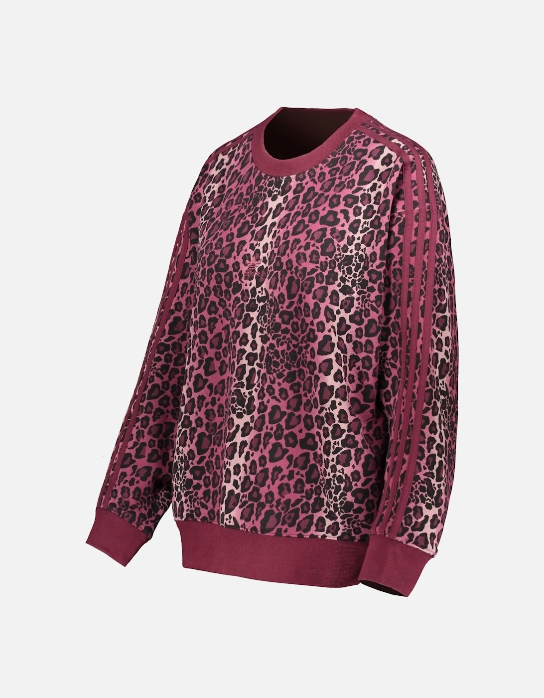 Leopard Print Crew Sweat - Maroon