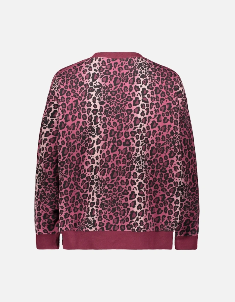 Leopard Print Crew Sweat - Maroon