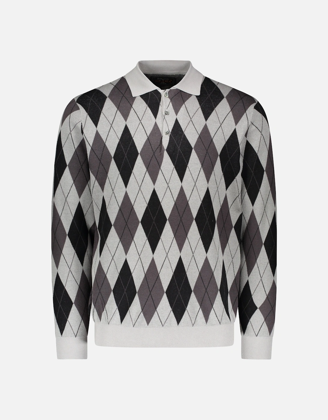 Argyle Knit Polo Shirt - Black, 4 of 3