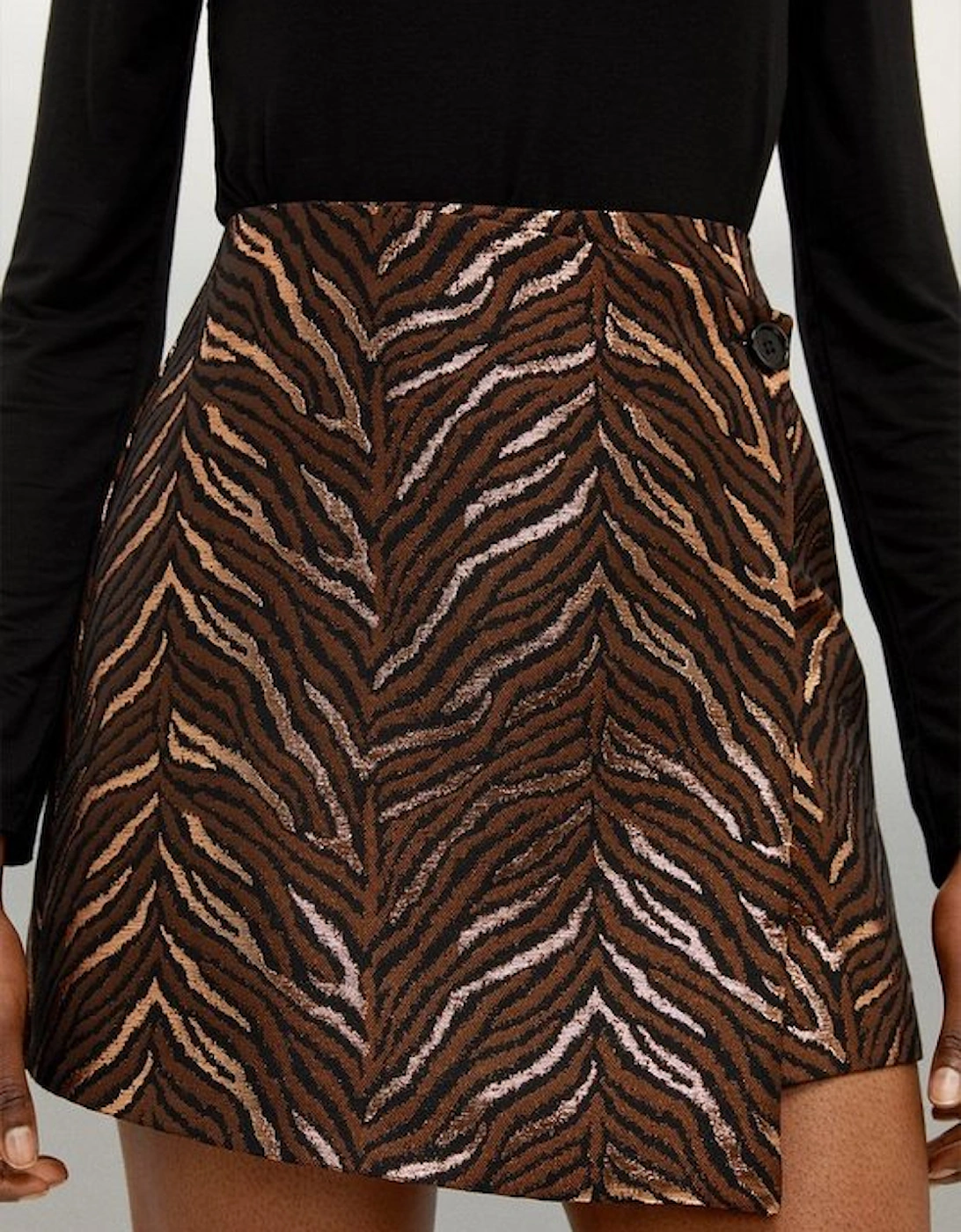 Tailored Jacquard Wrap Mini Skirt