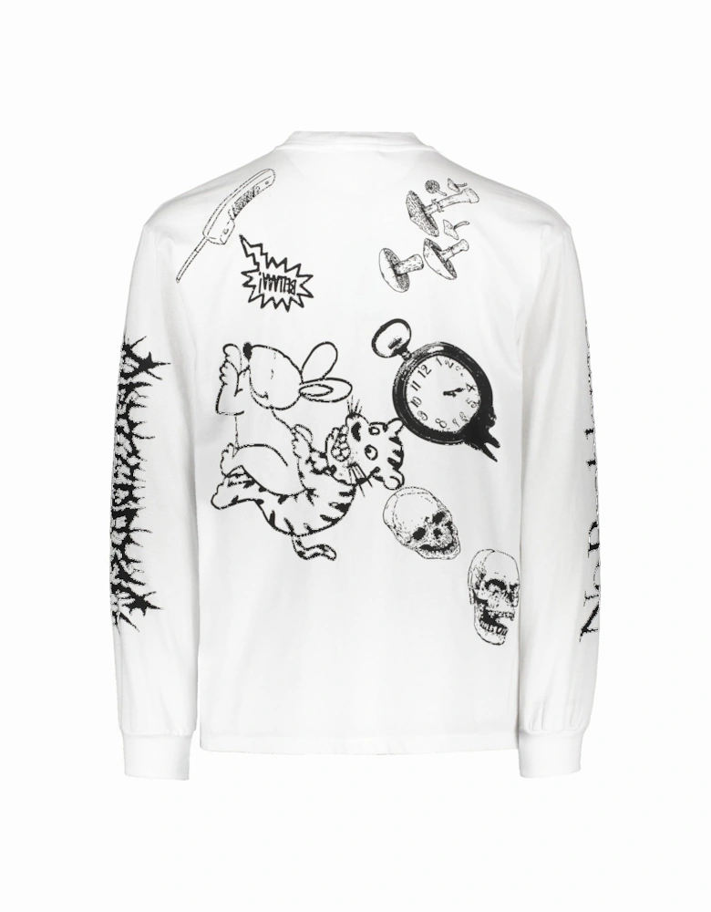 Graphic Mashup Long Sleeve T-Shirt - White