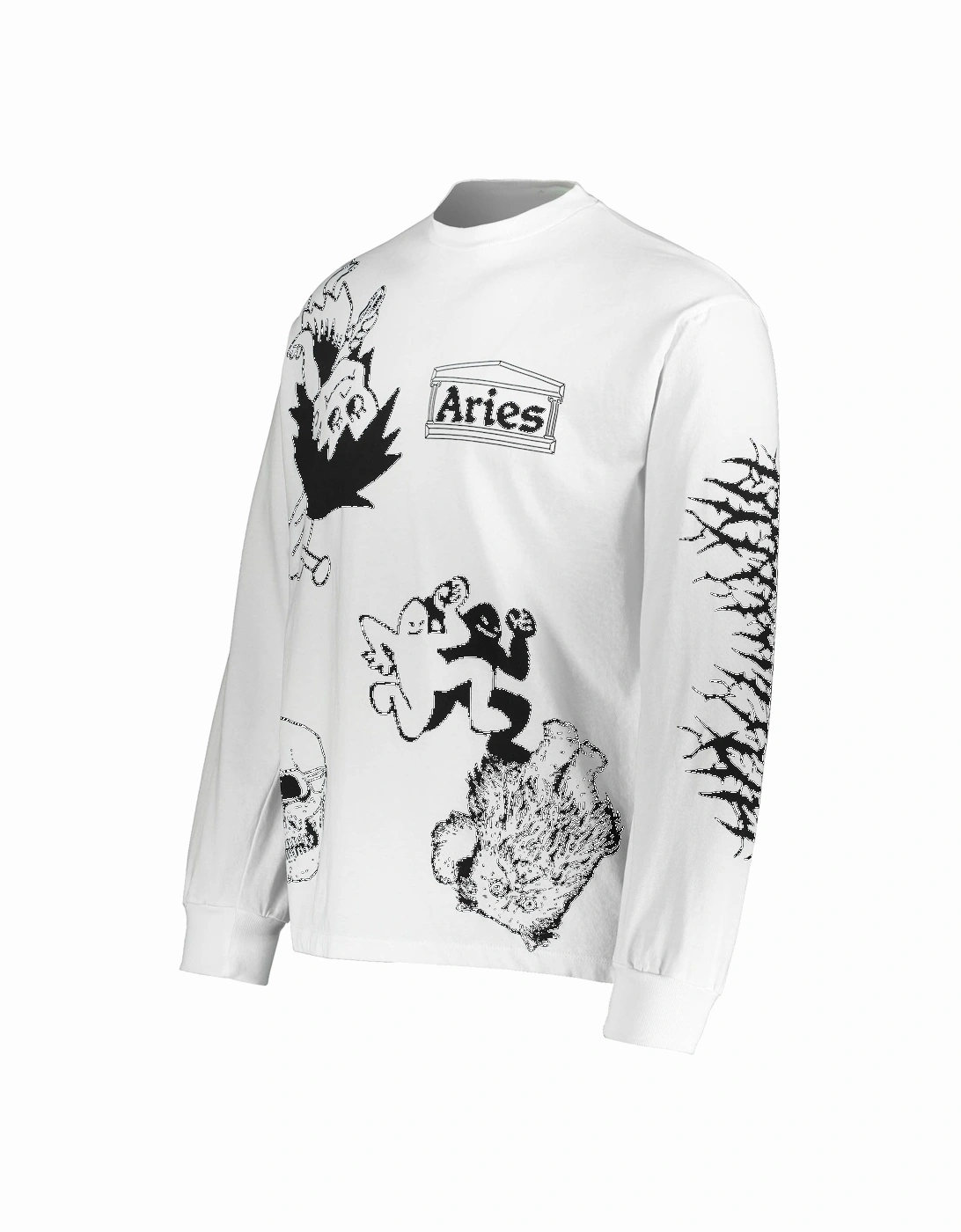 Graphic Mashup Long Sleeve T-Shirt - White