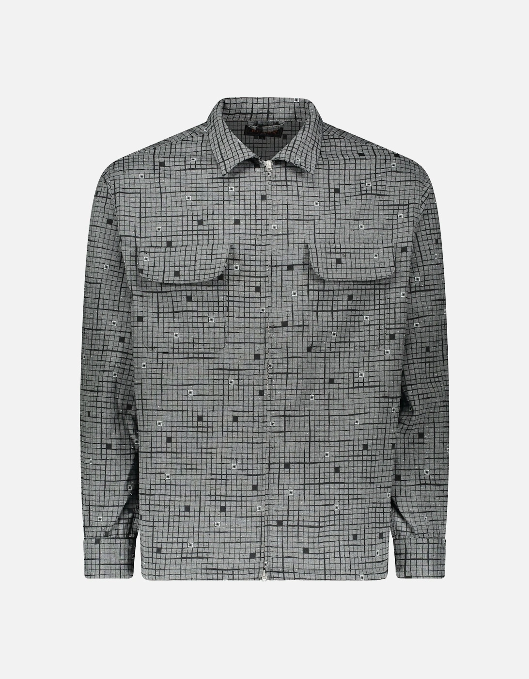 Woven Jacket Zip Front Print - Grey, 3 of 2