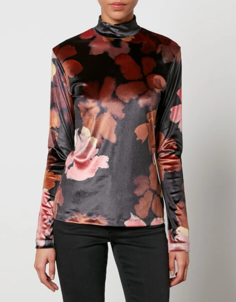 PS Floral-Print Velour Top