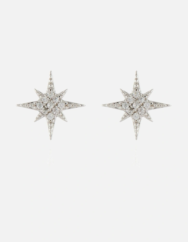 Cachet North Star stud Earrings plated in Rhodium