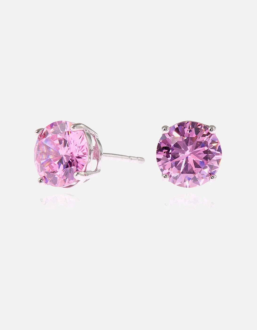 Cachet Lana 8mm Earrings Pink CZ Platinum Plated, 4 of 3