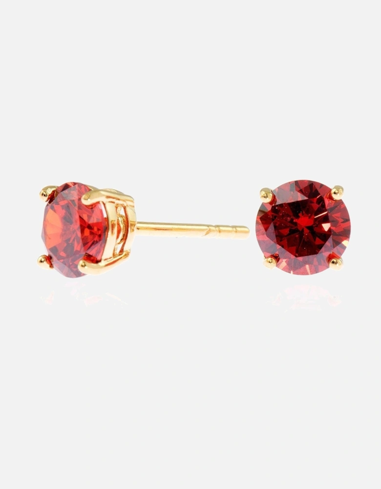 Cachet Lana 6mm Earrings Garnet CZ 18ct Gold Plated