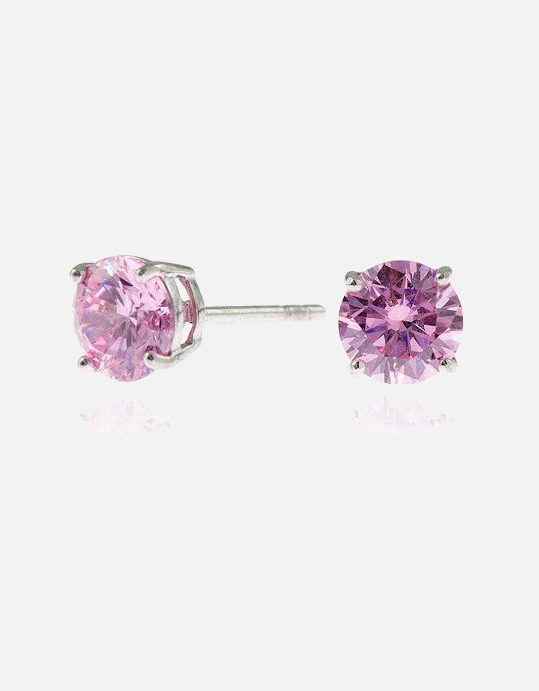 Cachet Lana 6mm Earrings Pink CZ Platinum Plated, 4 of 3