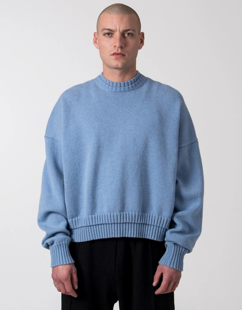 Oversized Cropped Lambswool Knitted Jumper V3
