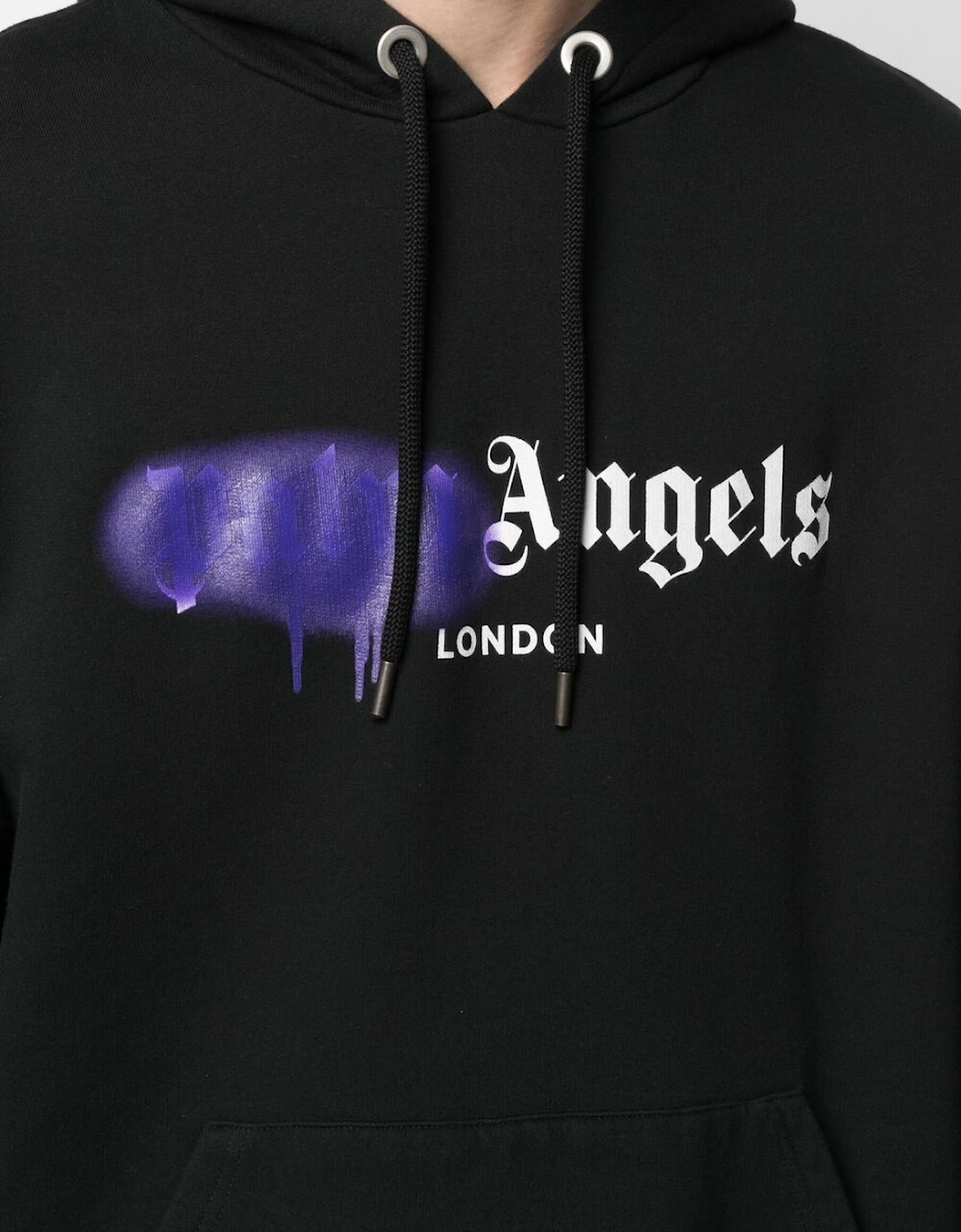 London Purple Sprayed-logo Hoodie Black