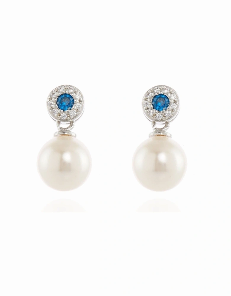 Cachet Indy Earrings Pearl and CZ Platinum Plated