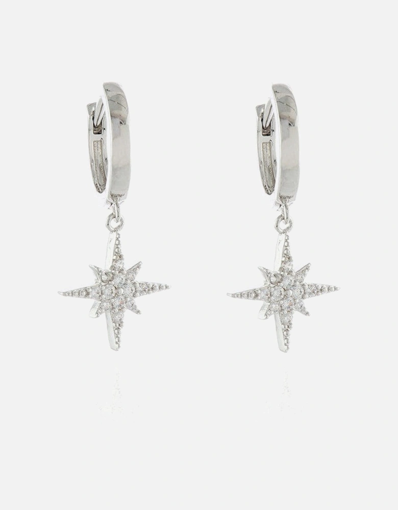 North Star Silver Huggie Hoops