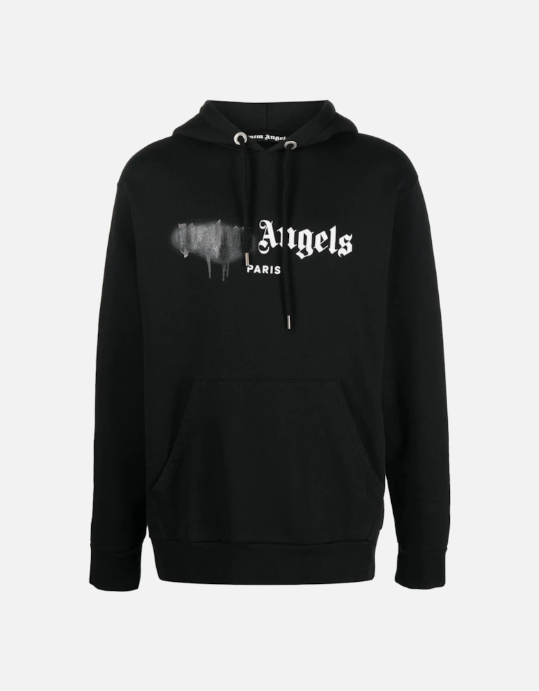 Paris Sprayed Logo Black Hoodie