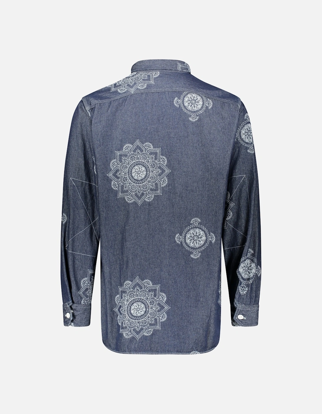 Floral Crest Embroidered Shirt - Indigo