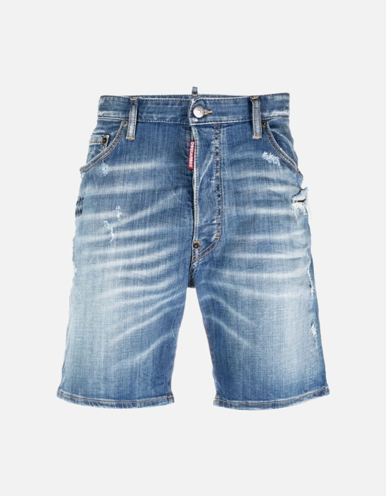 Washed Marine Denim Shorts Denim