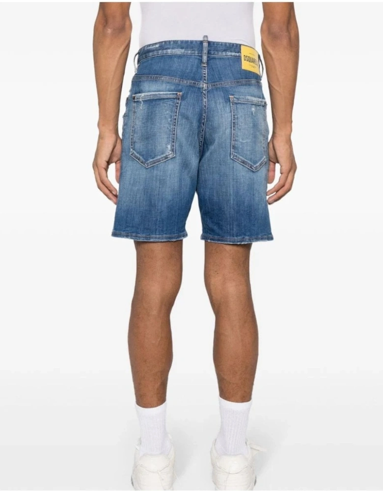 Washed Marine Denim Shorts Denim