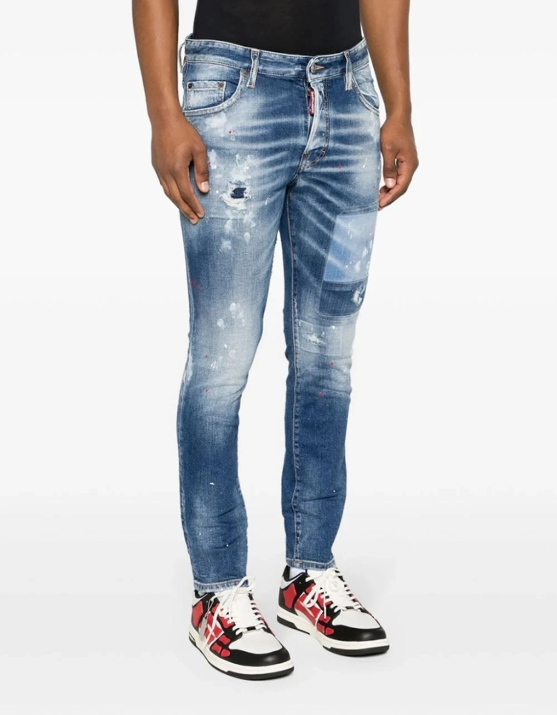 Paint-Splatter Distressed Skater Skinny Jeans Blue, 6 of 5
