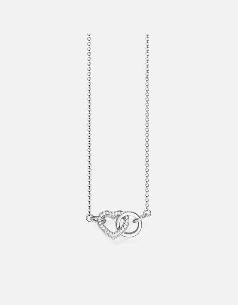 Women's Heart Together Necklace - Silver