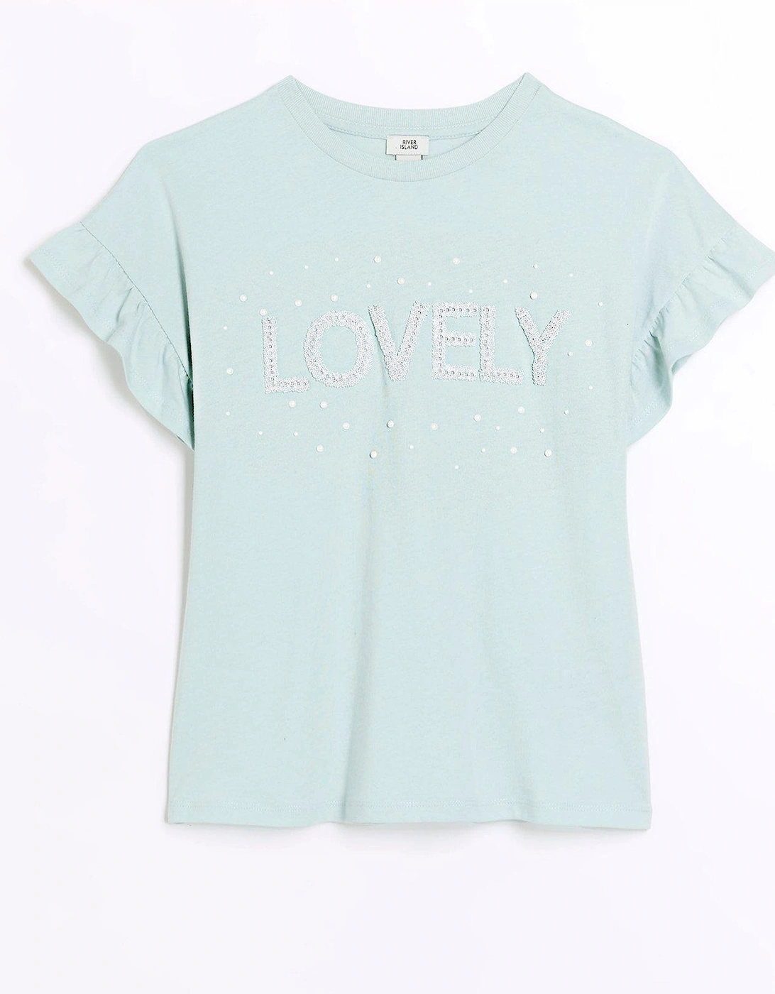 Girls Pearl Embellished T-Shirt - Green, 3 of 2