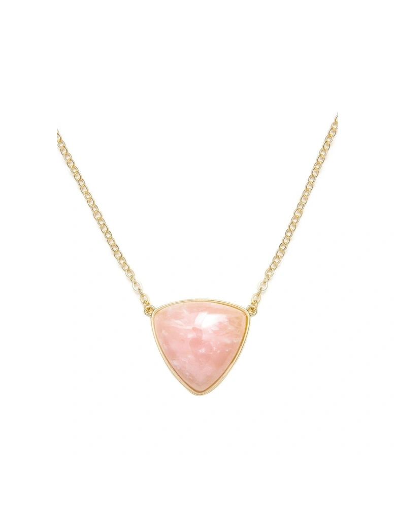 Gold Plated Triangle Pink Crystal Necklace