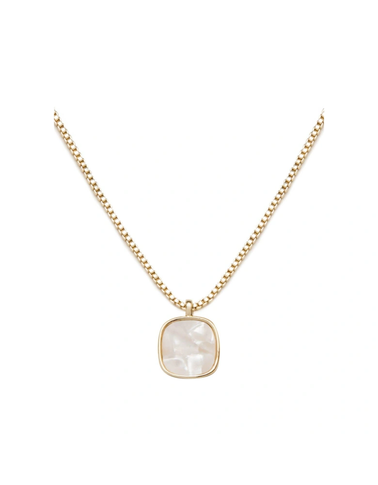 Gold Plated Square Crystal Pendant Necklace